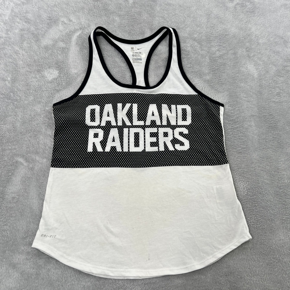 Nike Oakland Raiders Dri-FIT Tank Top Size M White Womens NFL Athletic Gameday‎